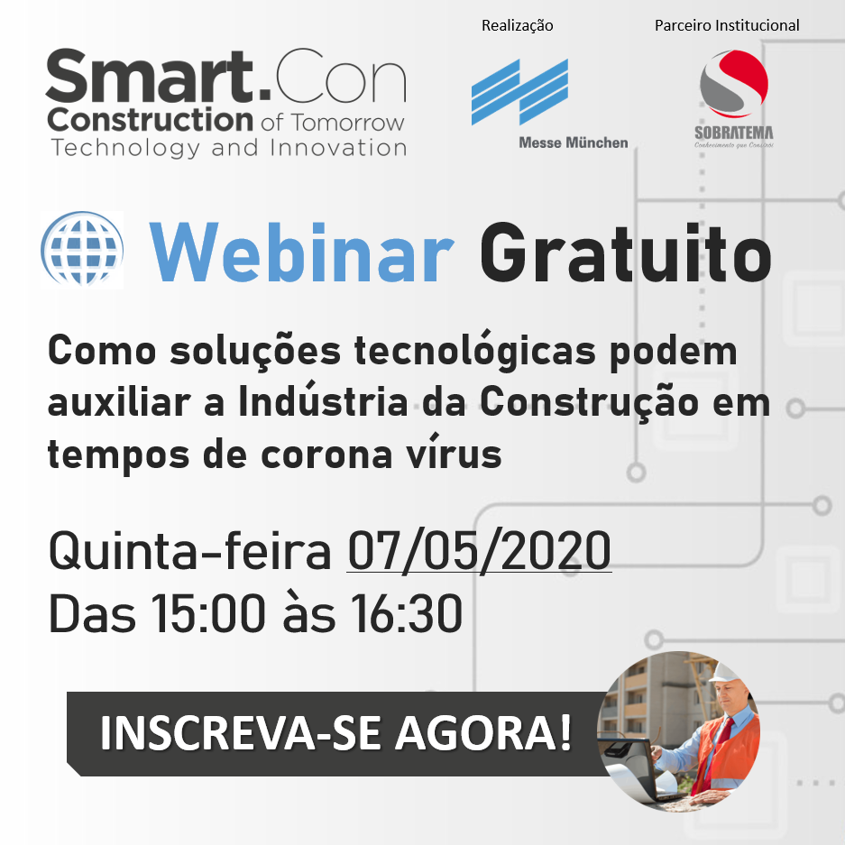 Smart.Con promove webinar sobre o papel das novas tecnologias na construção
